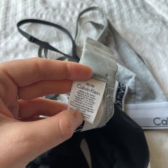 Calvin Klein Cotton Bralette BUNDLE | Gray and Black | Womens Size M - Picture 7 of 8